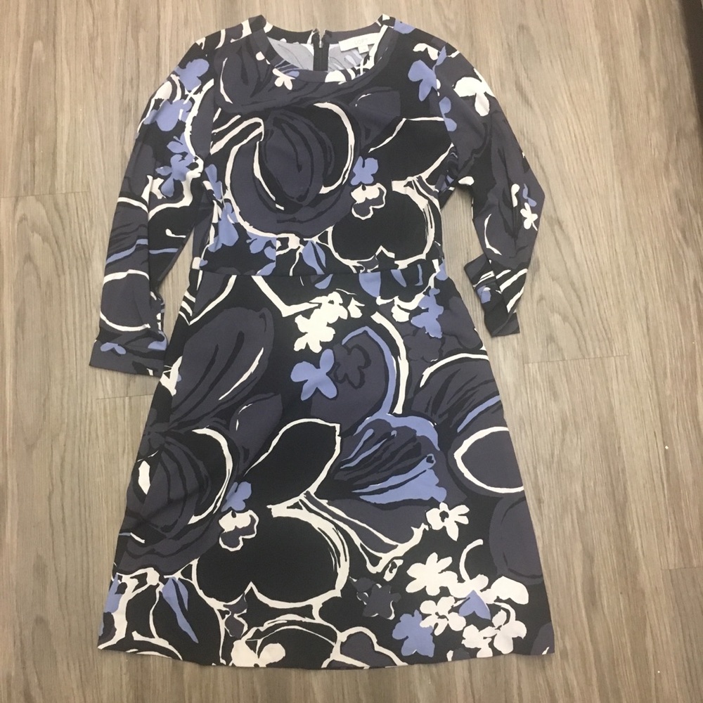 Loft Floral Purple/Black/White Size 6 Dress